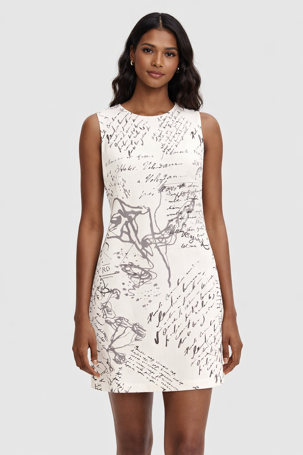 [E5] LETTER PRINT MIDI DRESS