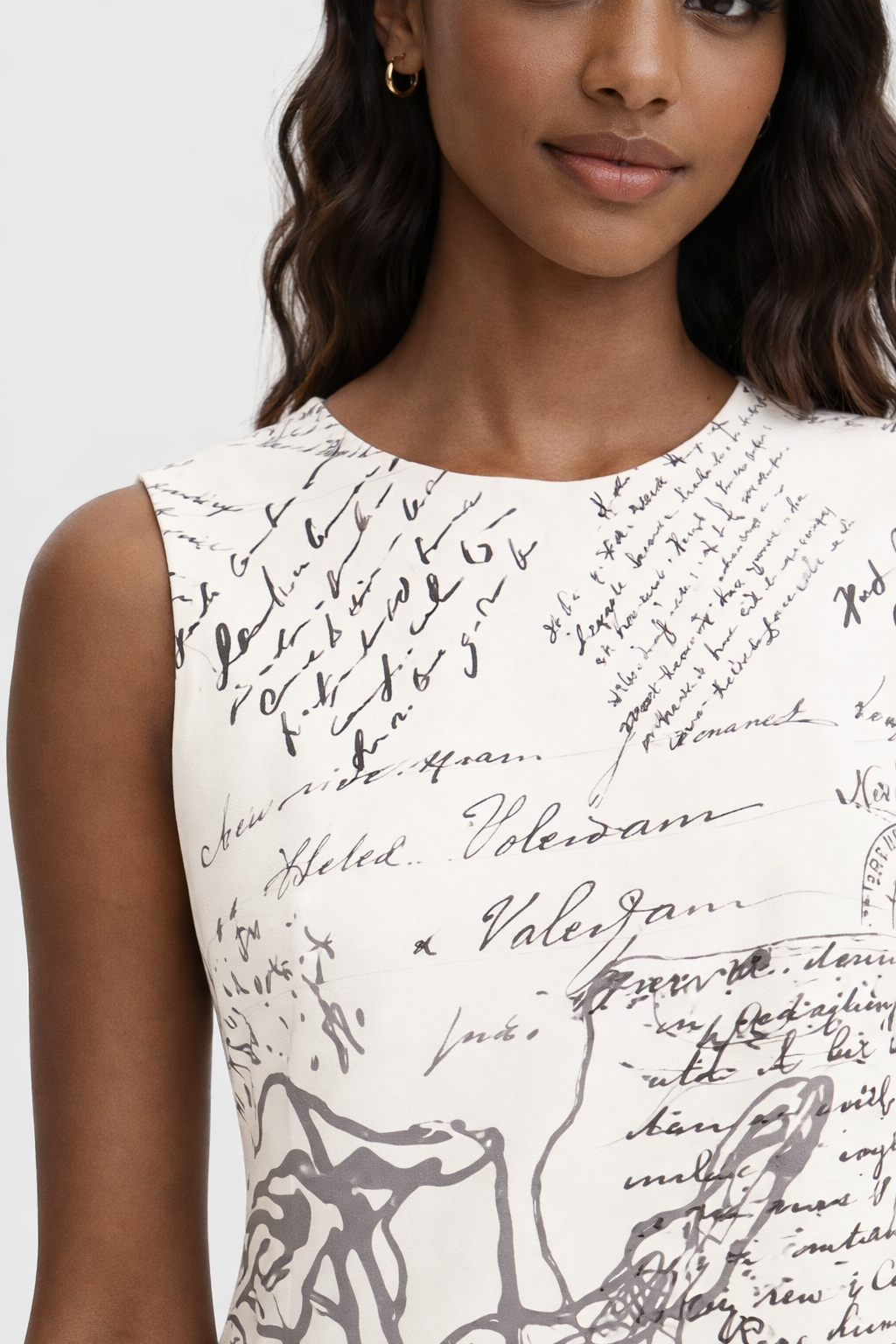 [E5] LETTER PRINT MIDI DRESS