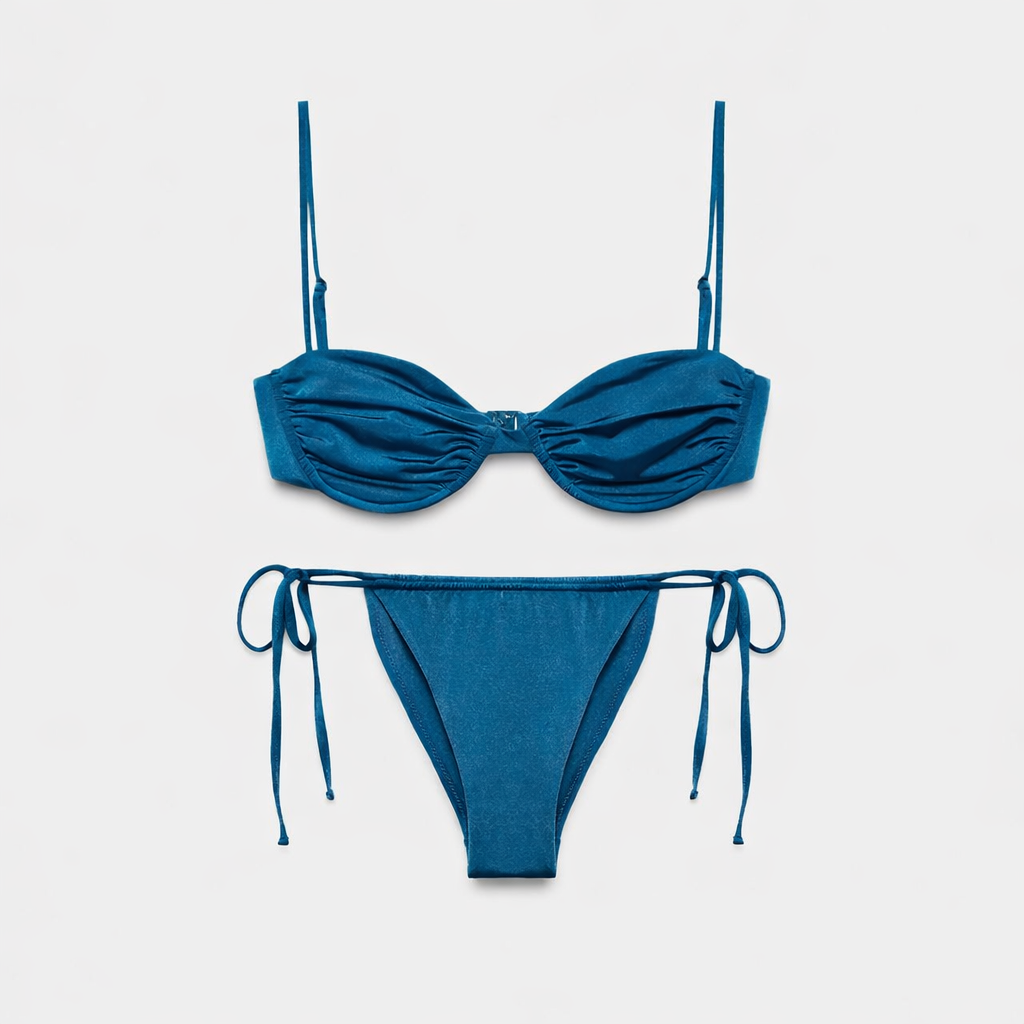 Pleated Underwire Bikini Set, view 2 of 4