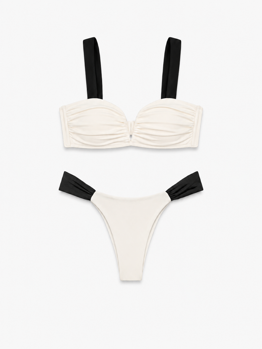 CONTRAST RUCHED BIKINI SET