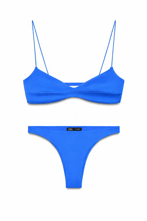 Blue Visible-Seam Bikini Top, view 2 of 4