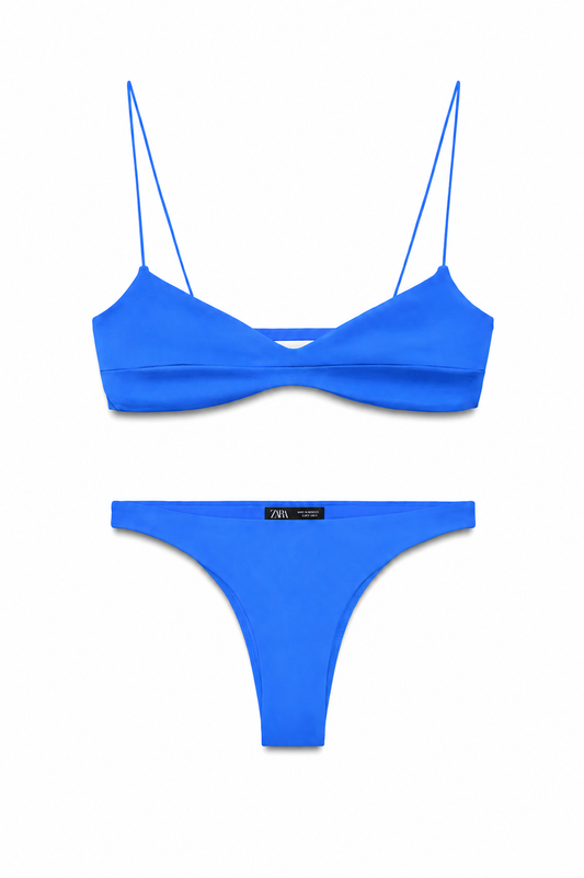 BIKINI BRA WITH VISIBLE SEAM | Blue