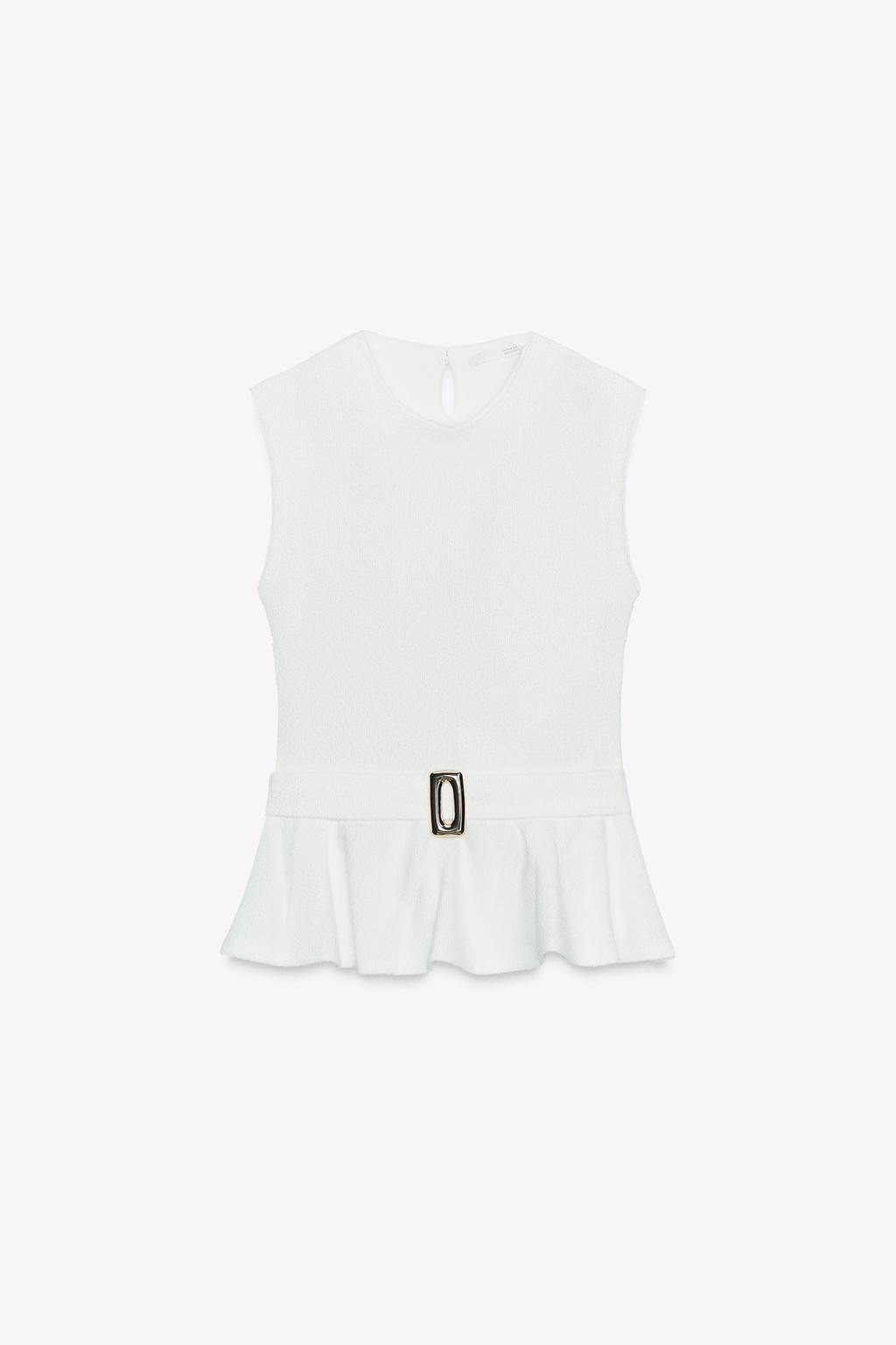 [A3] PEPLUM TOP WITH BELT