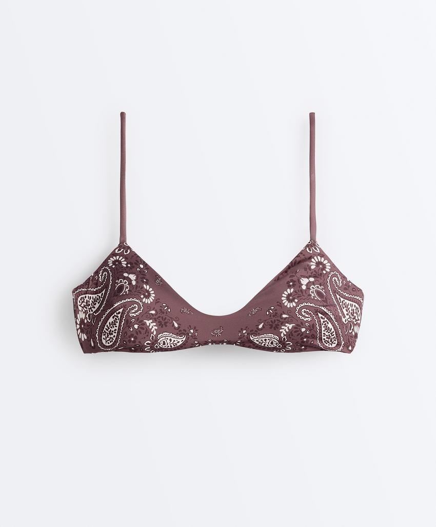 Plum Paisley Tie-Side Bikini Set, view 4 of 7