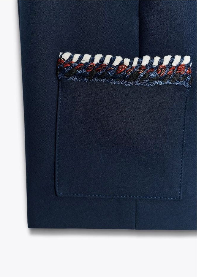 [E4] ZARA SLEEVELESS CROPPED VEST WITH DECORATIVE TRIM
