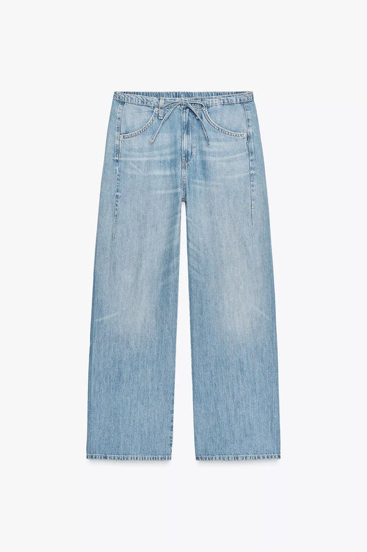 PANTALON FLUIDE DENIM TRF CORDON
