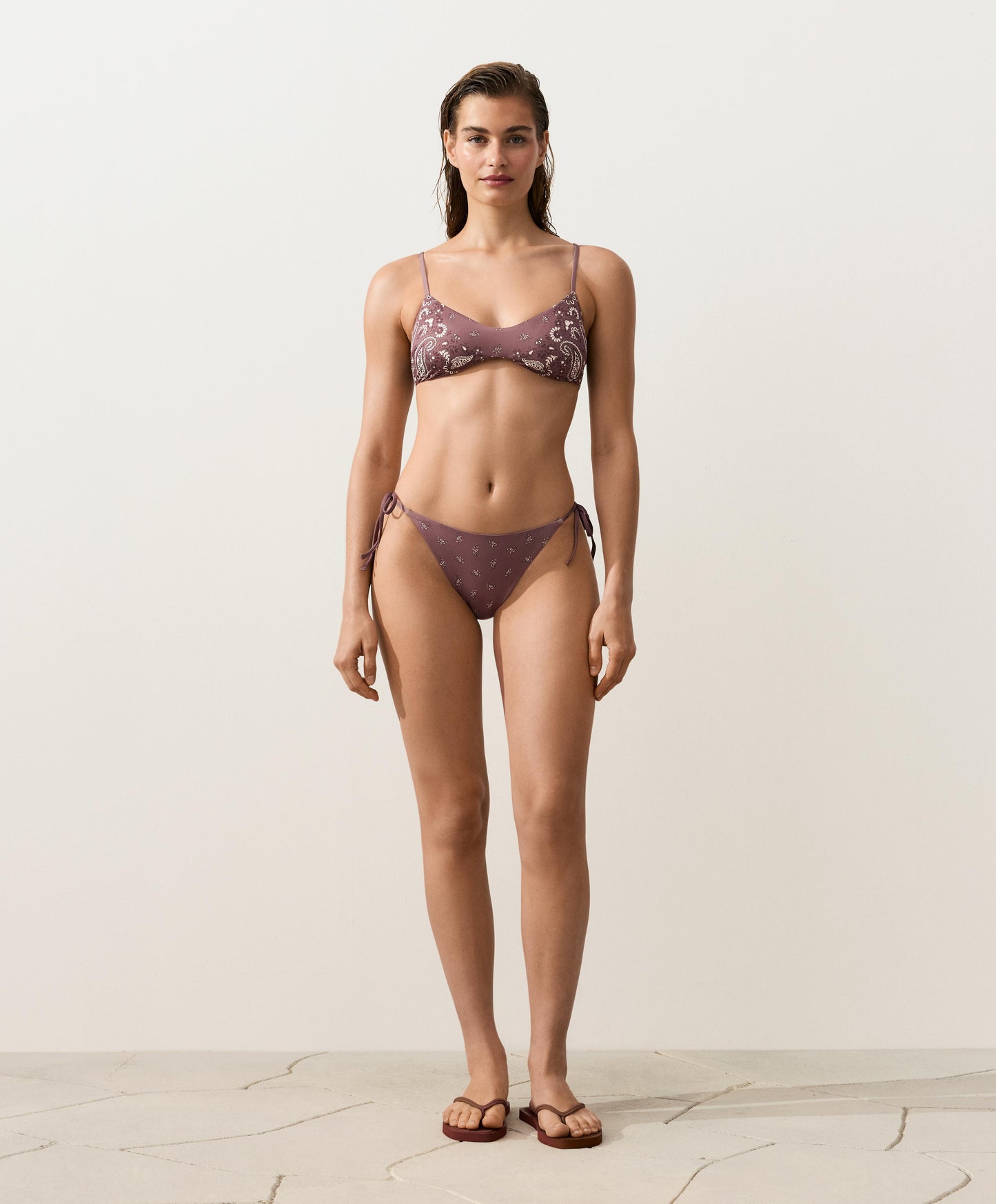 PAISLEY TIE-SIDE BIKINI SET – PLUM