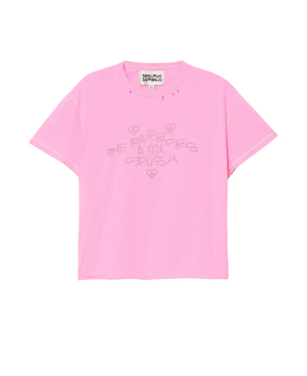 Faded reverse-effect crush slogan t-shirt
