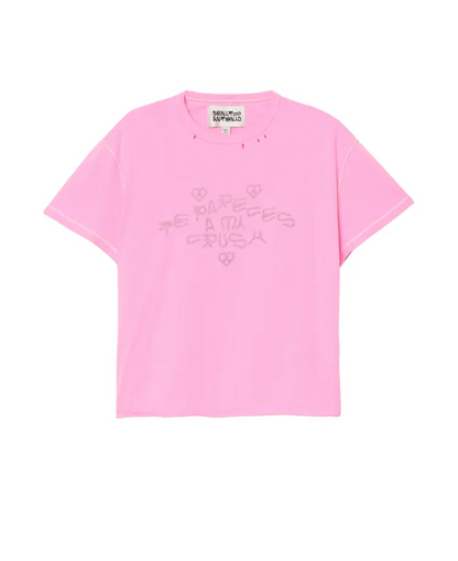 Faded reverse-effect crush slogan t-shirt