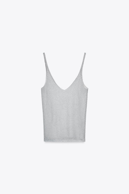SILVER SHIMMER KNIT CAMI TOP