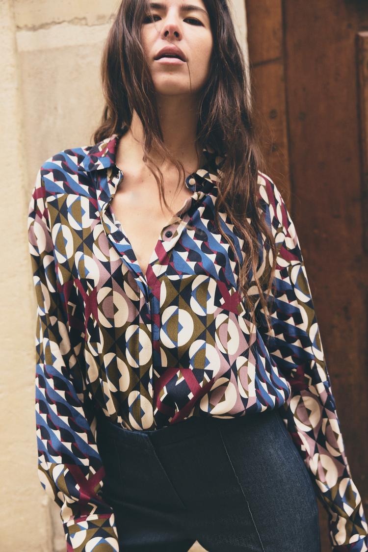[A8] GEOMETRIC PRINT SHIRT