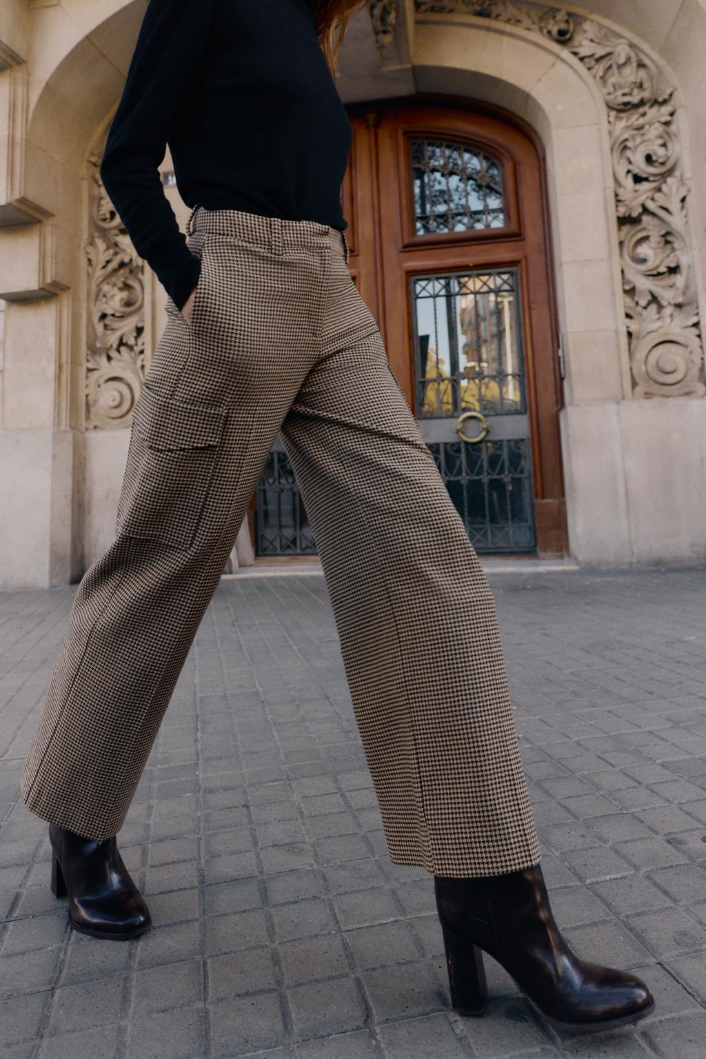 [X5] HOUNDSTOOTH CARGO PANTS