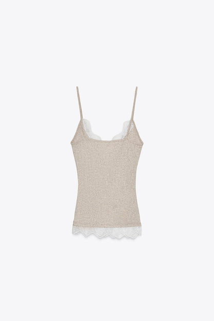 LACE TRIM KNIT CAMISOLE TOP