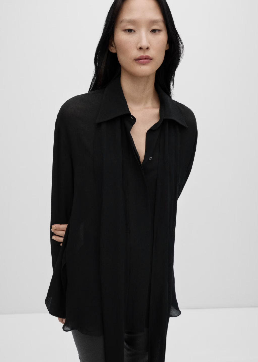 [X3] SEMI-TRANSPARENT LACE SHIRT