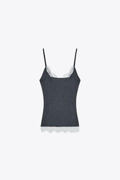 Lace Trim Knit Camisole Top