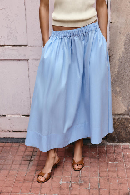 [A7] POPLIN MIDI SKIRT
