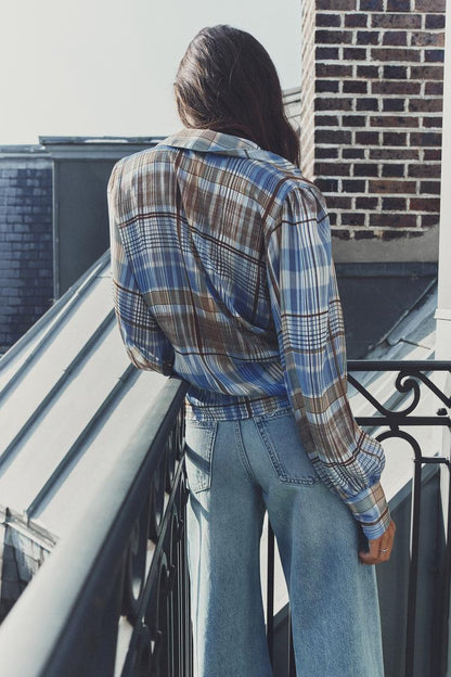 [A4] Plaid Shirt with Metallic Thread