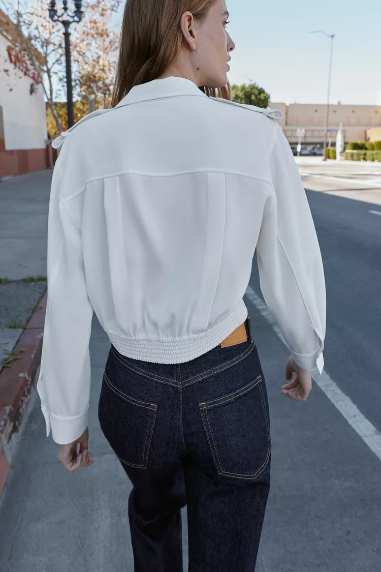 [B6] SHORT SHIRT WITH SHOULDER TABS