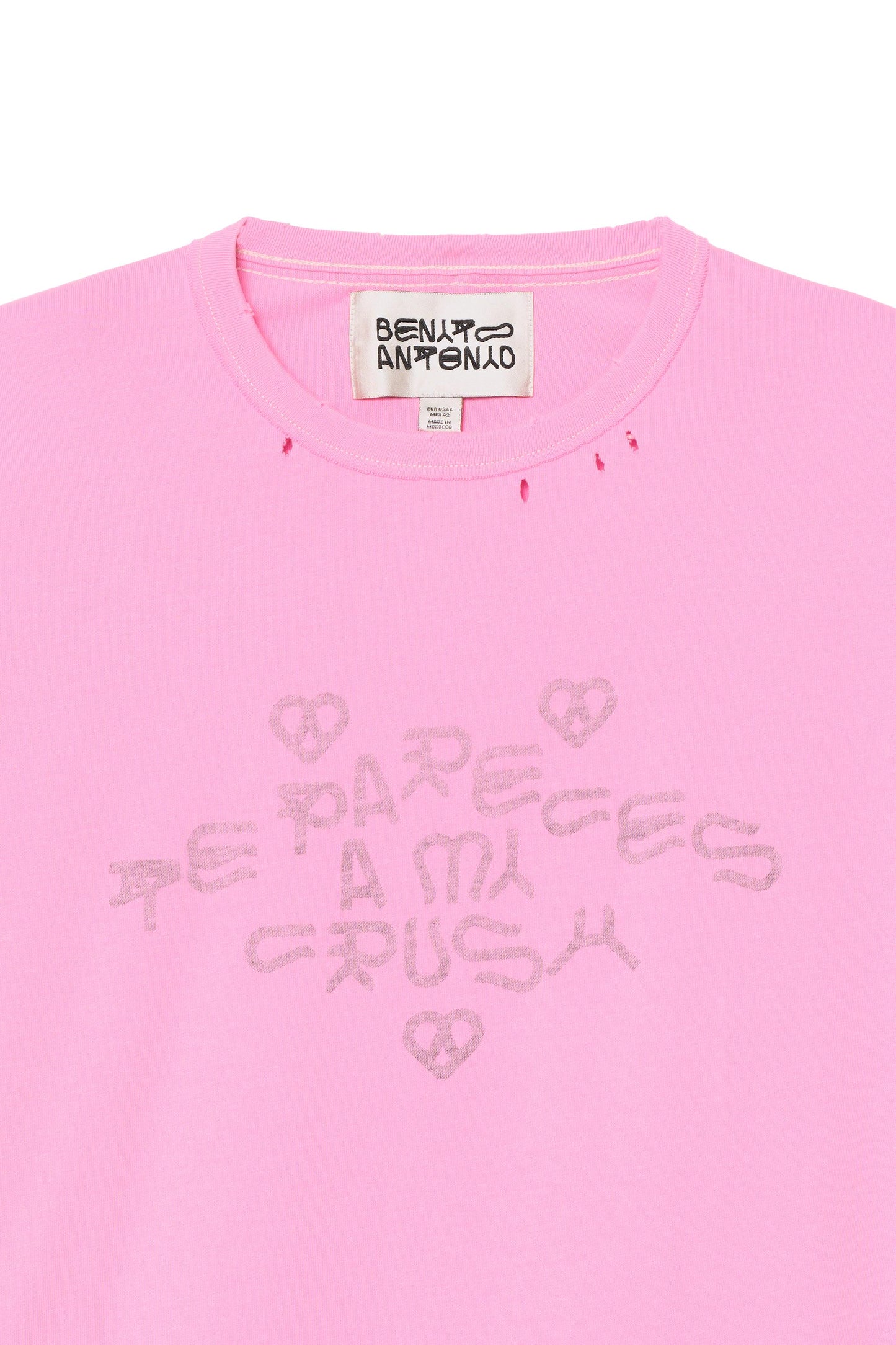 Faded reverse-effect crush slogan t-shirt