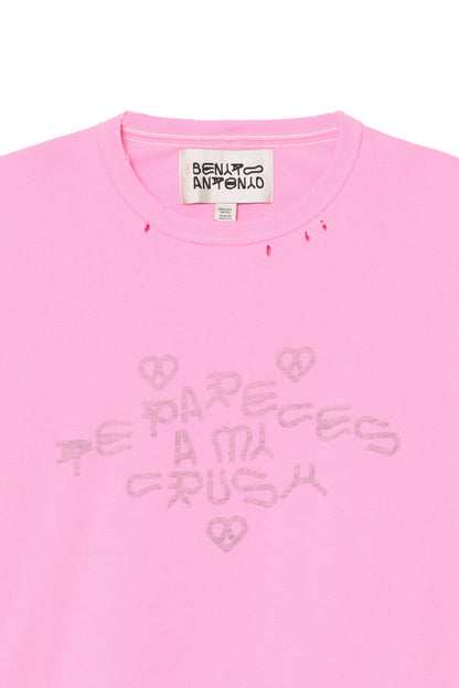 Faded reverse-effect crush slogan t-shirt
