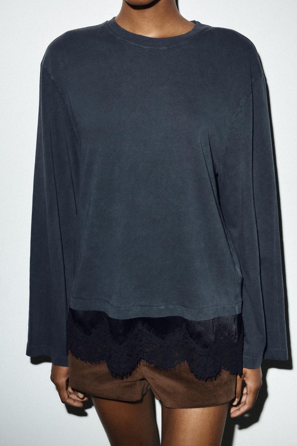 Lace-Trim Combination T-Shirt