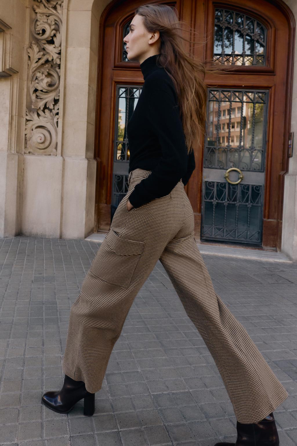 [X5] HOUNDSTOOTH CARGO PANTS
