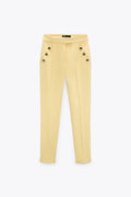 [X6] HIGH-RISE TROUSERS WITH METALLIC BUTTONS