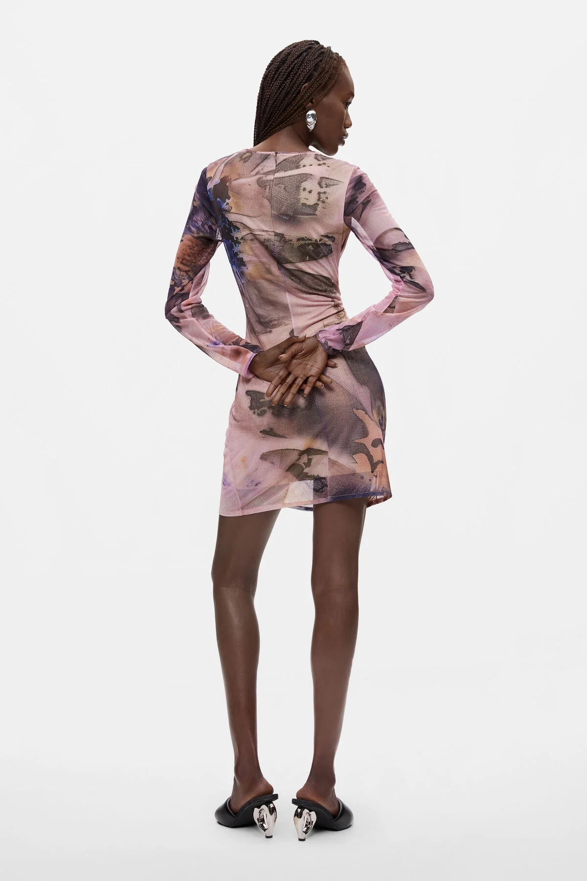 [E1] PRINTED LONG-SLEEVE DRESS