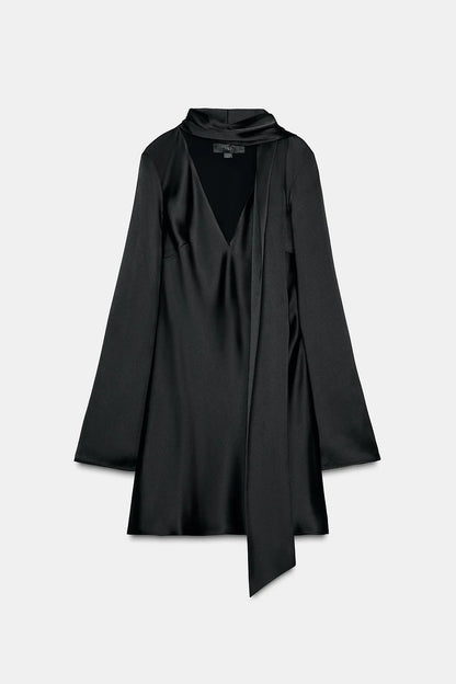 SATIN EFFET SCARF DRESS