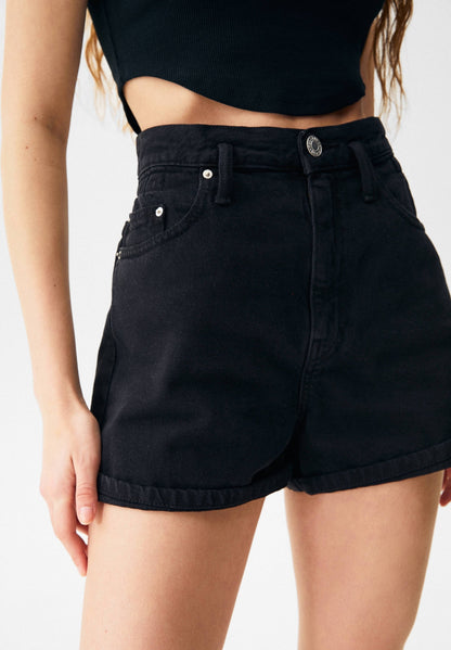 HIGH-WAIST DENIM SHORTS