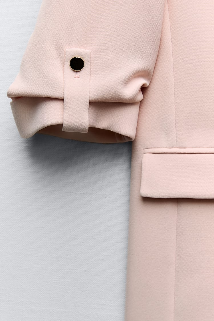 Soft Pink Rolled-Sleeve Blazer