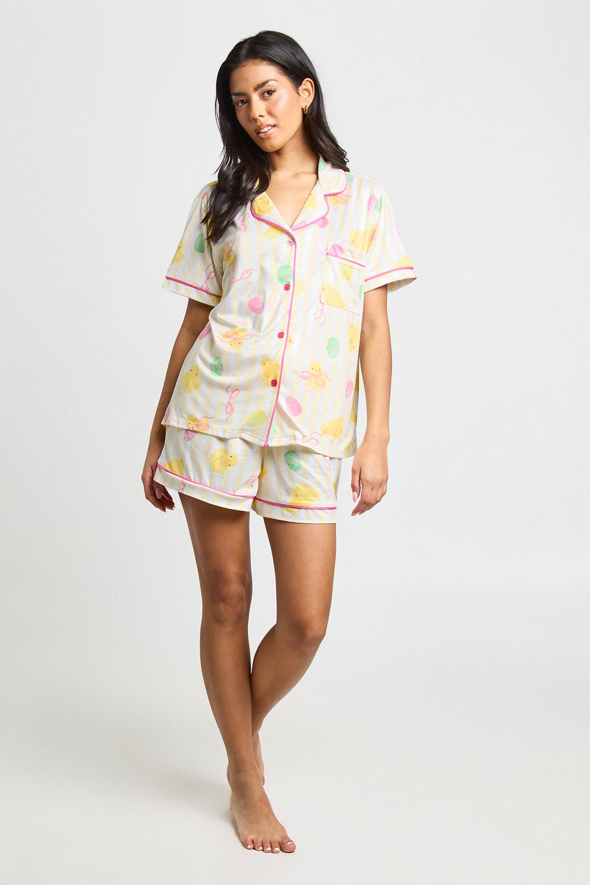Easter Chick Print Short Sleeve Shirt & Short Pyjama Set