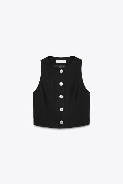GILET SANS MANCHES À BOUTONS