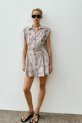 [B6] EMBROIDERED SEQUIN BELTED DRESS
