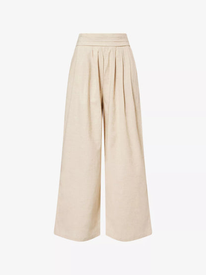 Milo Pleated Cotton and Linen Trousers