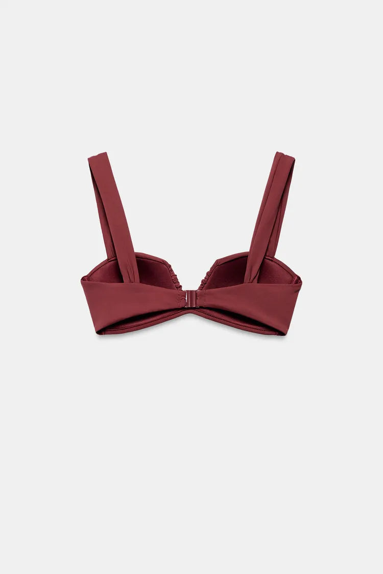 Ruched Chocolate Bikini Set, view 3 of 5