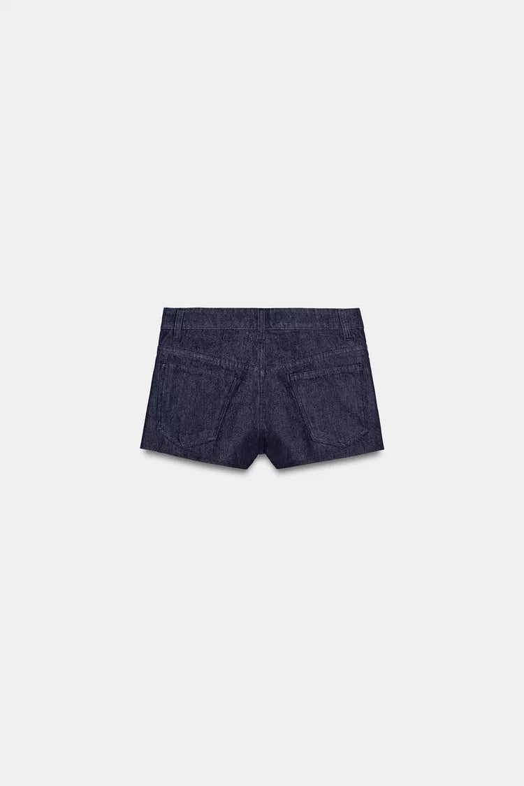 [X6] TRF MID-WAIST DENIM SHORTS