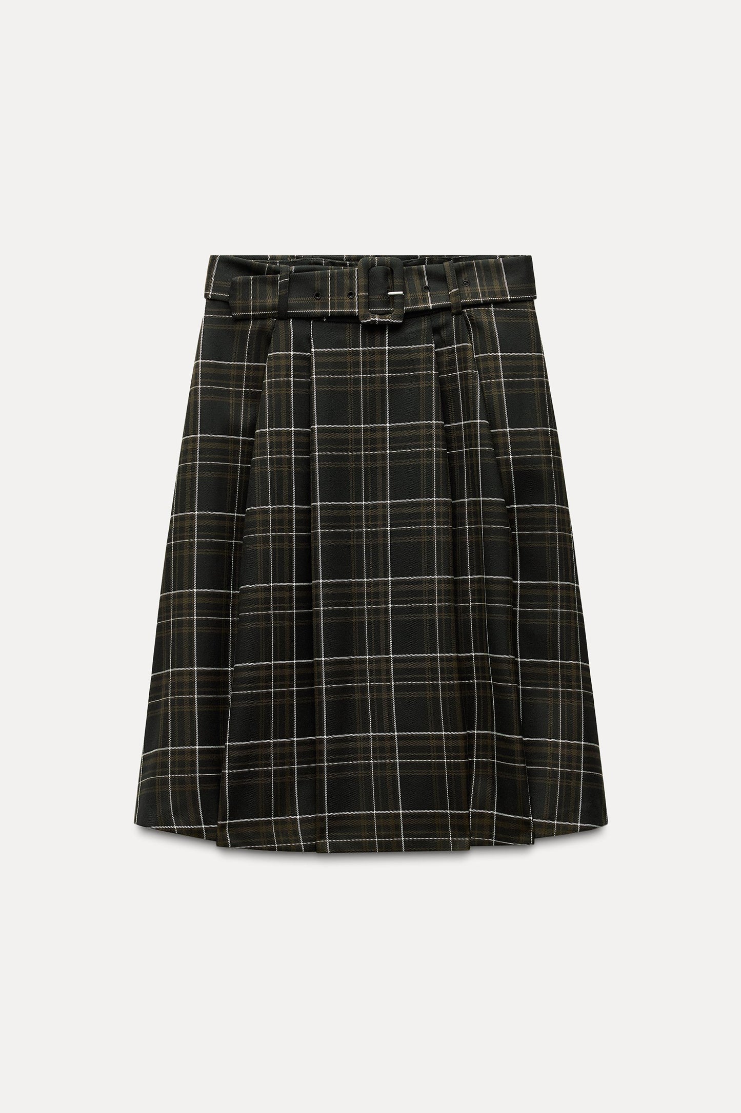 [A4] checkered midi skirt
