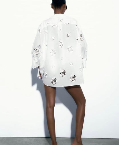 CHEMISE BLANCHE STRUCTURÉE AJOURÉE — EDITION PREMIUM