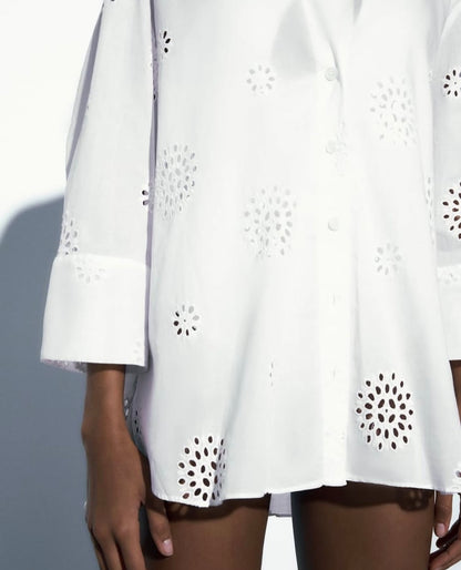 CHEMISE BLANCHE STRUCTURÉE AJOURÉE — EDITION PREMIUM