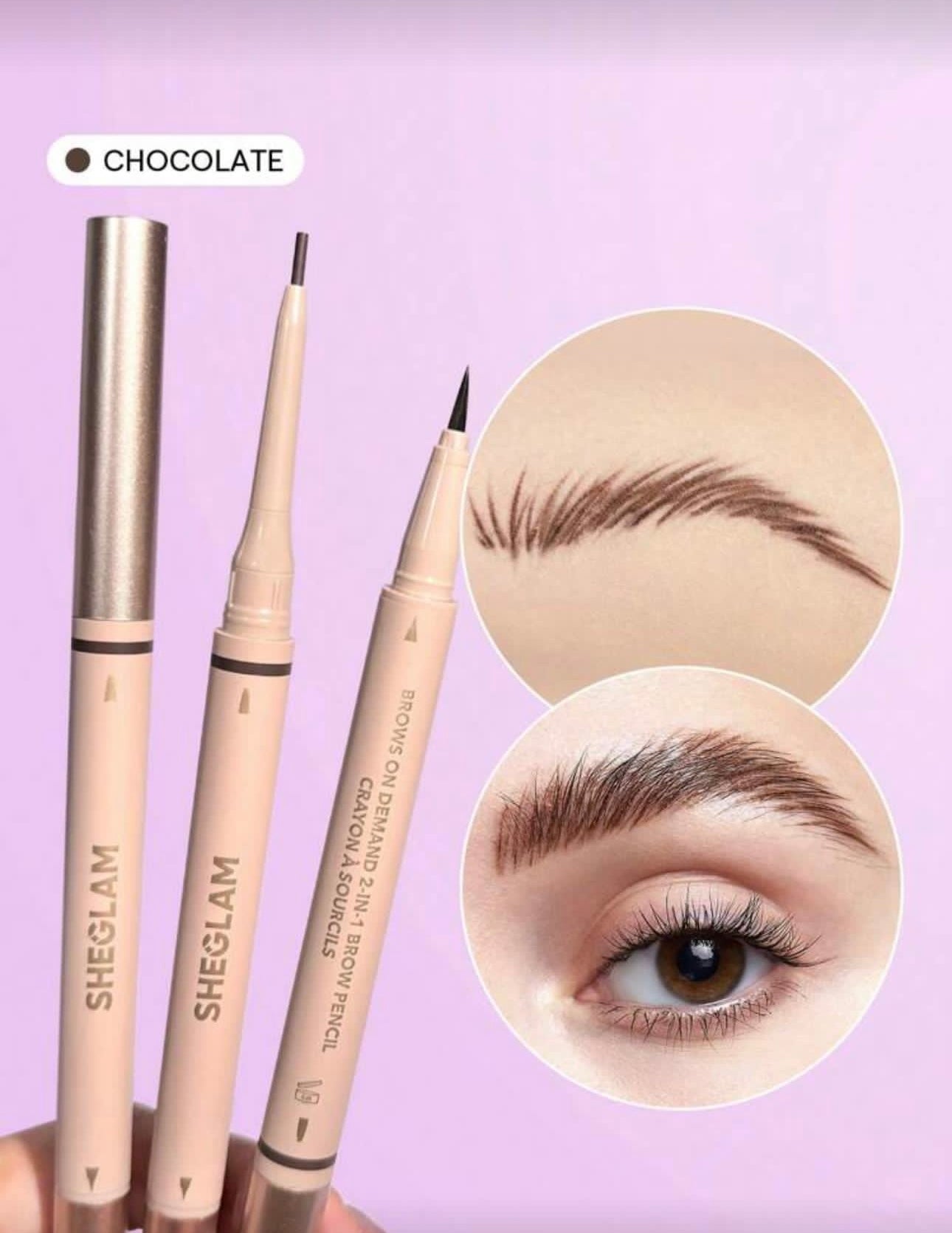 SHEGLAM Brows On Demand 2-In-1 Brow Pencil-chocolate Waterproof Liquid Eyebrow Pen Swea
