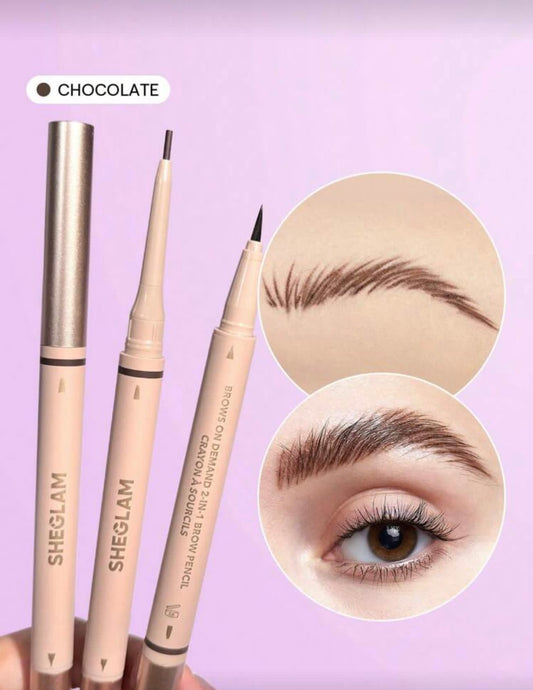 SHEGLAM Brows On Demand 2-In-1 Brow Pencil-chocolate Waterproof Liquid Eyebrow Pen Swea