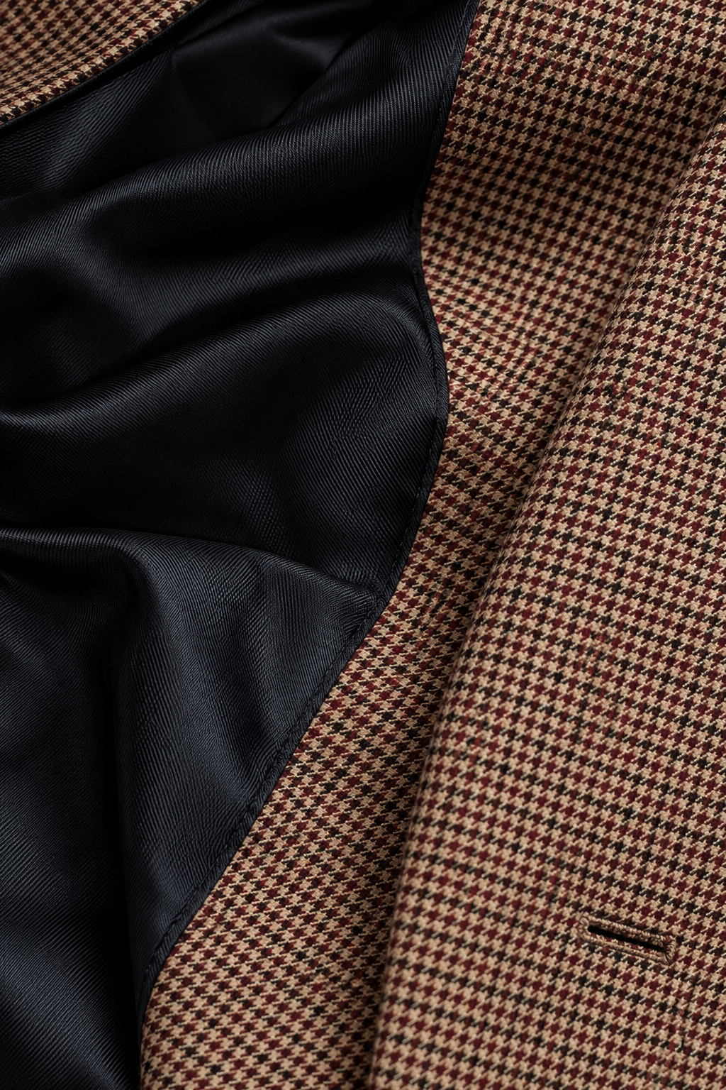 Breasted Houndstooth Blazer & Wide-Leg Trousers Set – Camel