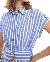Striped Button-Down Midi Dress