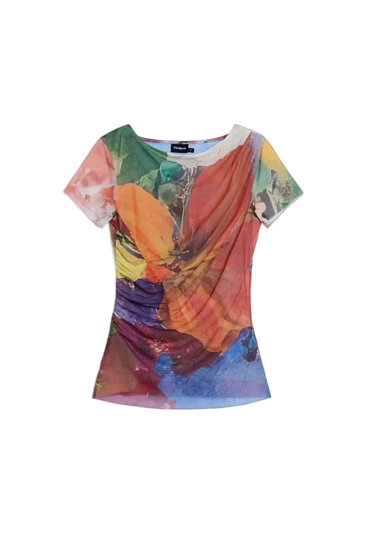 DRAPPED CHIFFON T-SHIRT
