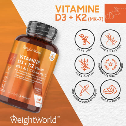 Vitamin D3 and K2 (MK7) Tablets | 4000IU + 125µg 365 Tablets