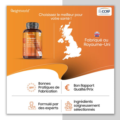 Vitamin D3 and K2 (MK7) Tablets | 4000IU + 125µg 365 Tablets