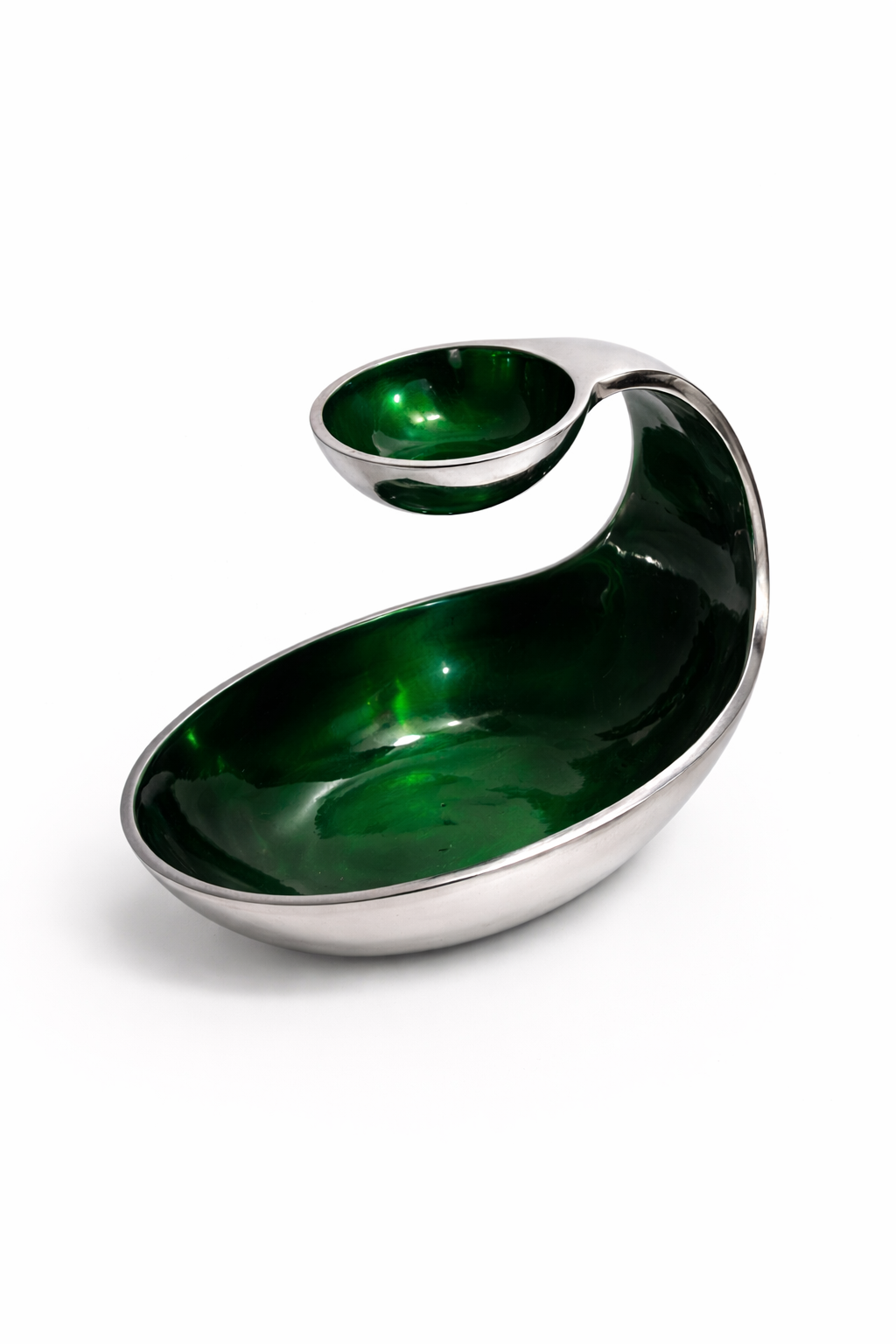 SCULPTURAL EMERALD GREEN DOUBLE BOWL – SILVER FINISH