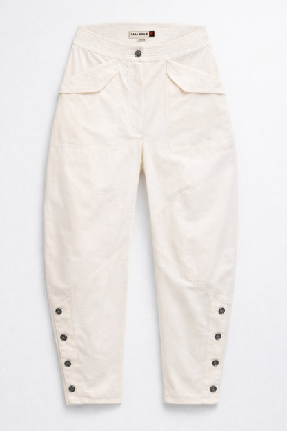SRPLS UTILITY BUTTON TROUSERS – OFF-WHITE