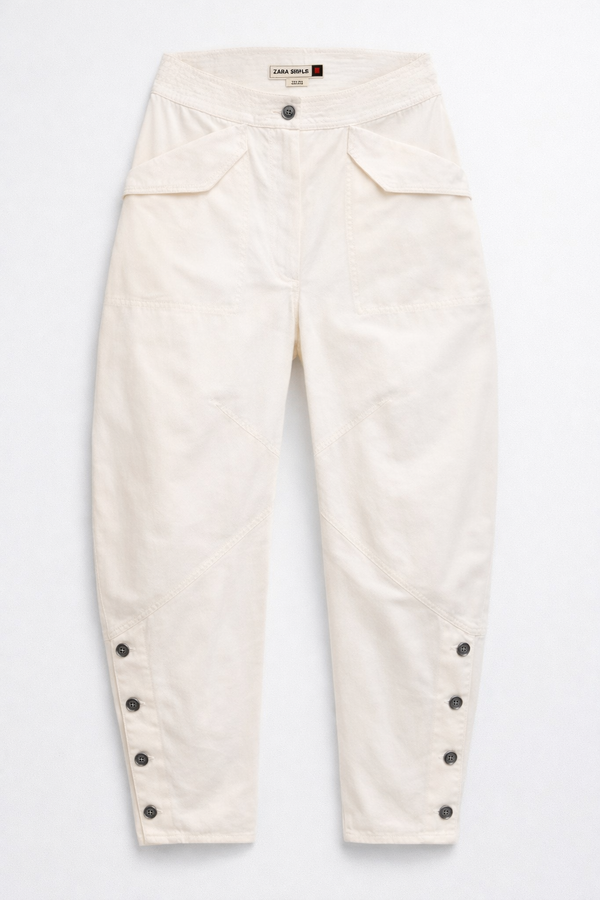 SRPLS Utility Button Trousers – Off-White